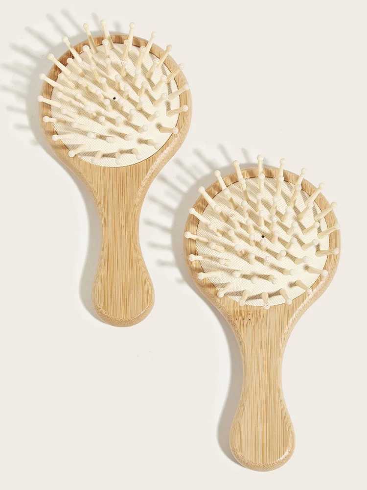 Cute cat hair brush natural wooden anti-static and chamfering brush hair scalp massage comb air cushion childrens styling tool W240813