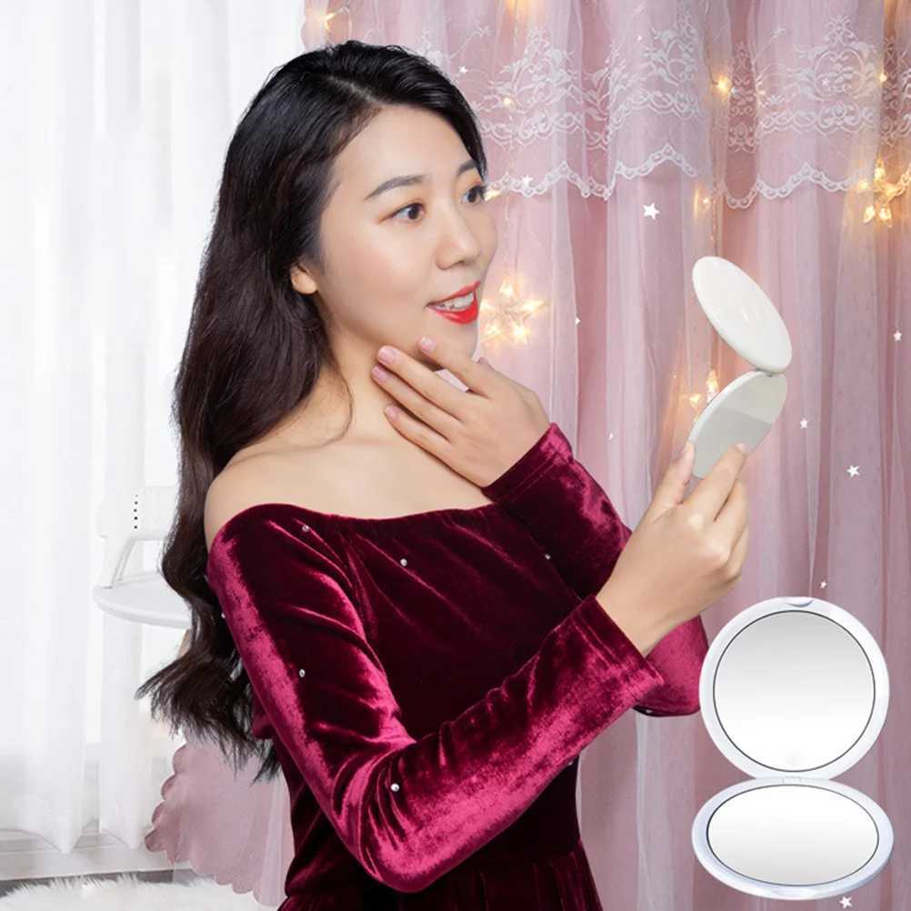 10 X Mini Handbag Makeup Handheld Mirror Makeup Bag Compact Travel Abs Wallet W240813