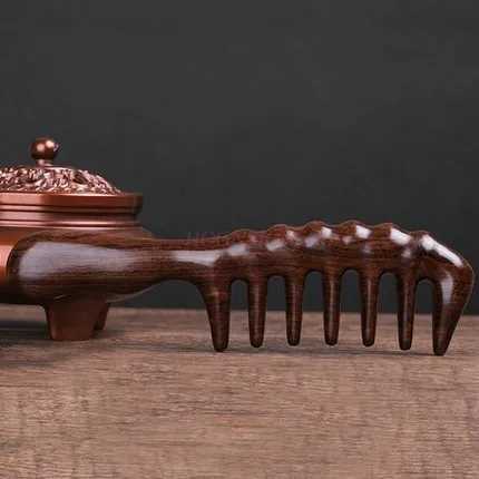 Natural ebony comb sandalwood comb large teeth wide teeth curly comb healthy massage meridian women prevention of electrostatic hair loss W240813