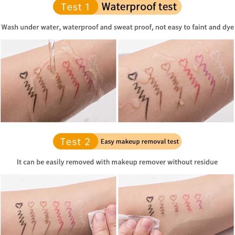 Waterproof 6 Colors Black Eyeliner Pen Long Lasting Quick-drying Pencil Not Blooming Liquid Eyeliner Gel Eyes Makeup Cosmetic Y240813