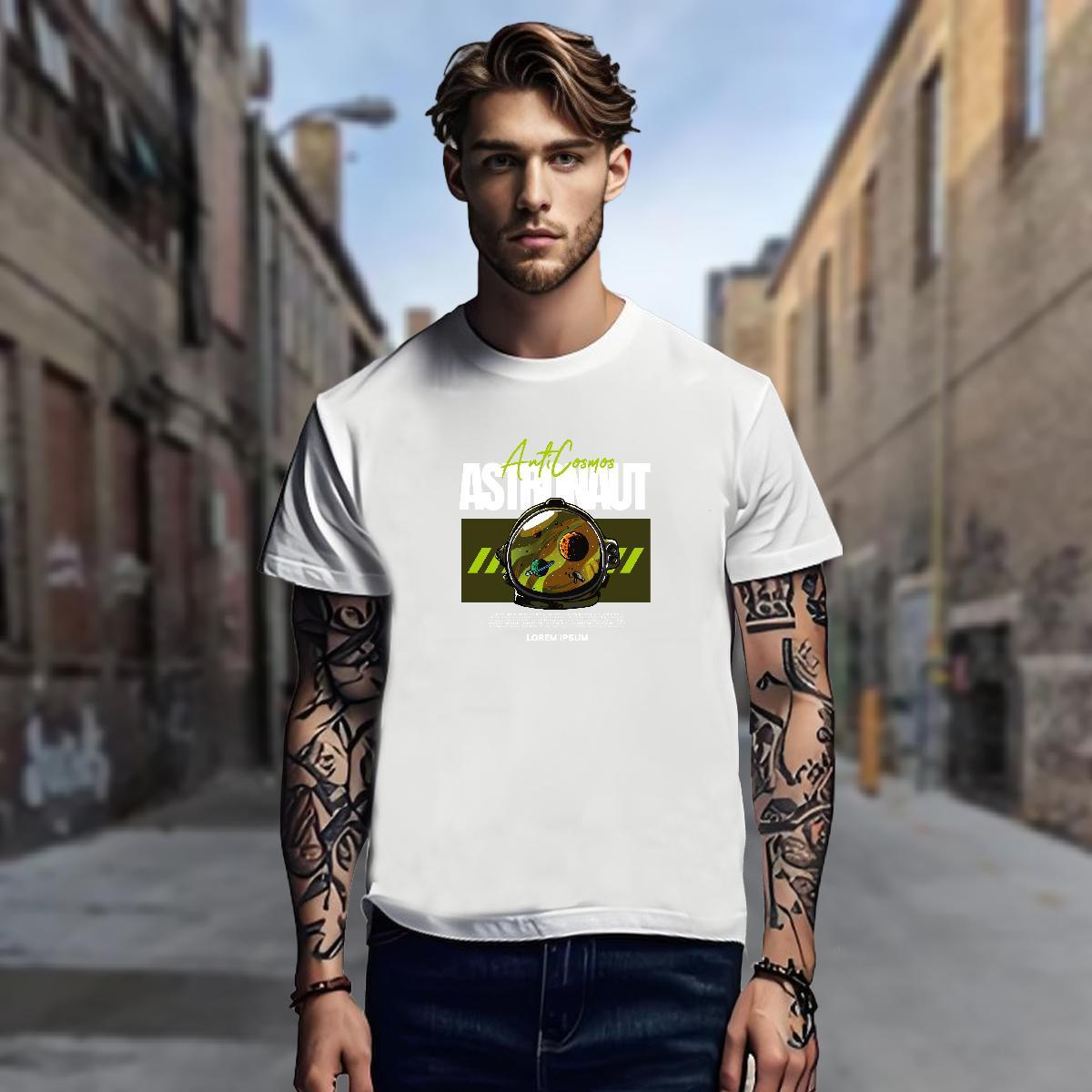 T shirt 100% Cotton 230g planet Sport Crew Neck White Plus Size Men Tops Tees Fashion New Wholesale Clothes