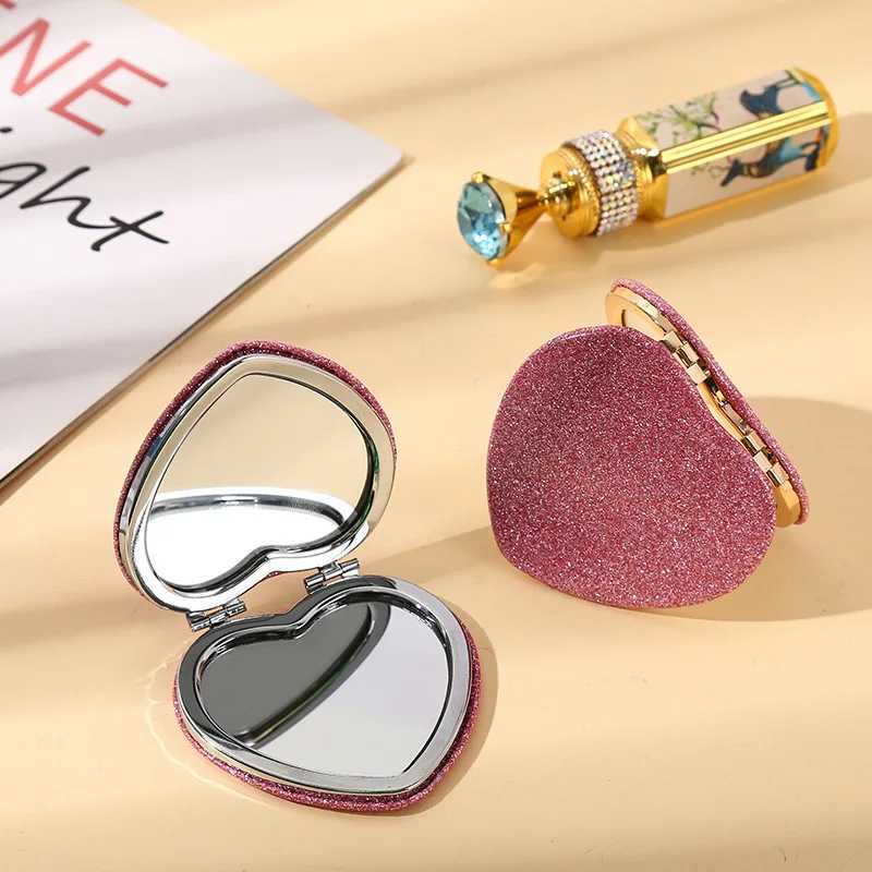 Portable double-sided folding makeup mirror with pericardium compact makeup mirror for women handheld makeup mirror for students W240813