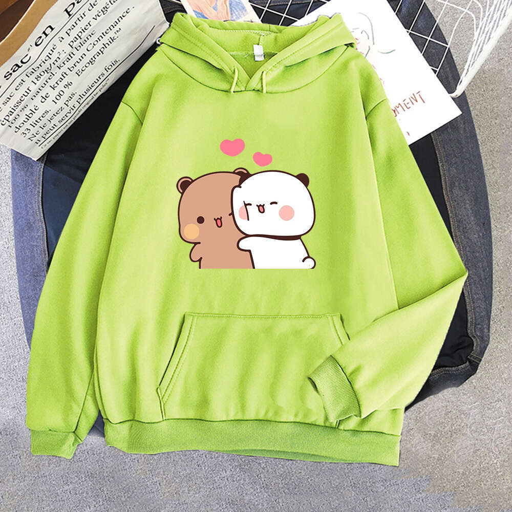 Panda Cartoon Bubu And Dudu Women Plus Size Hoodie Sweatshirt Kawaii Round Neck Haruku Unisex Printed Clothes Tops
