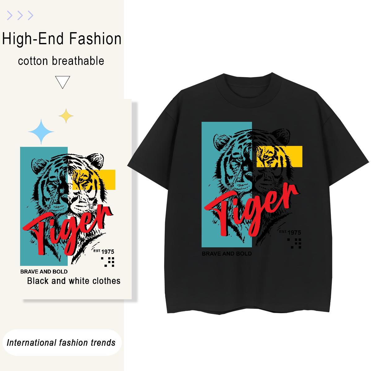 Cool Design Men Clothes T-Shirt High Street Hip Hop 230g Cotton DIY Printed Short Sleeve O-Neck T Shirt For Man Brand Wear