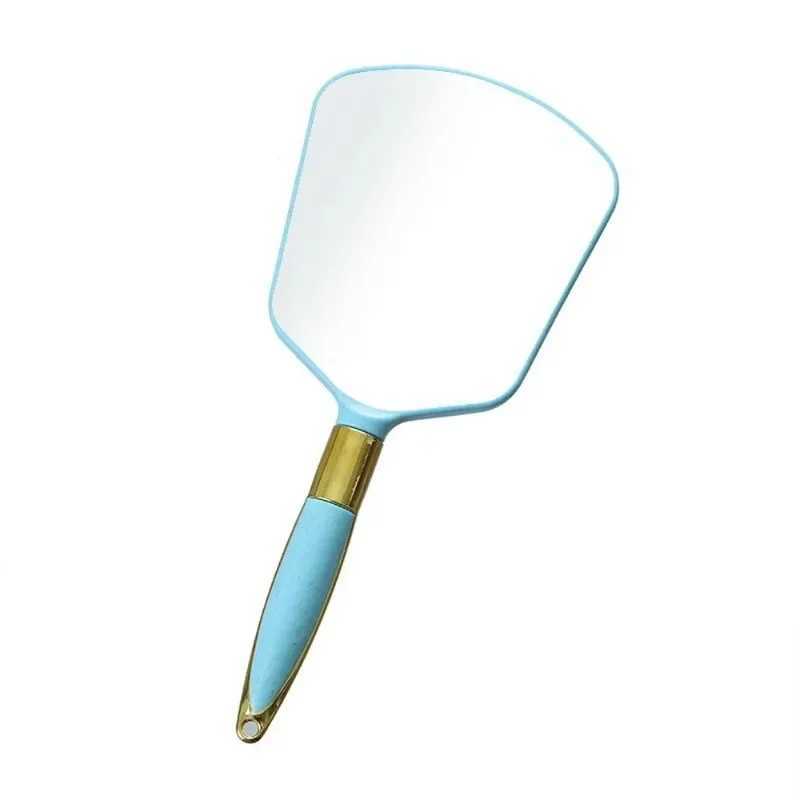 1 handheld mirror with handle makeup mirror with hook hole used in bathroom and bedroom made of eco-friendly straw material W240813
