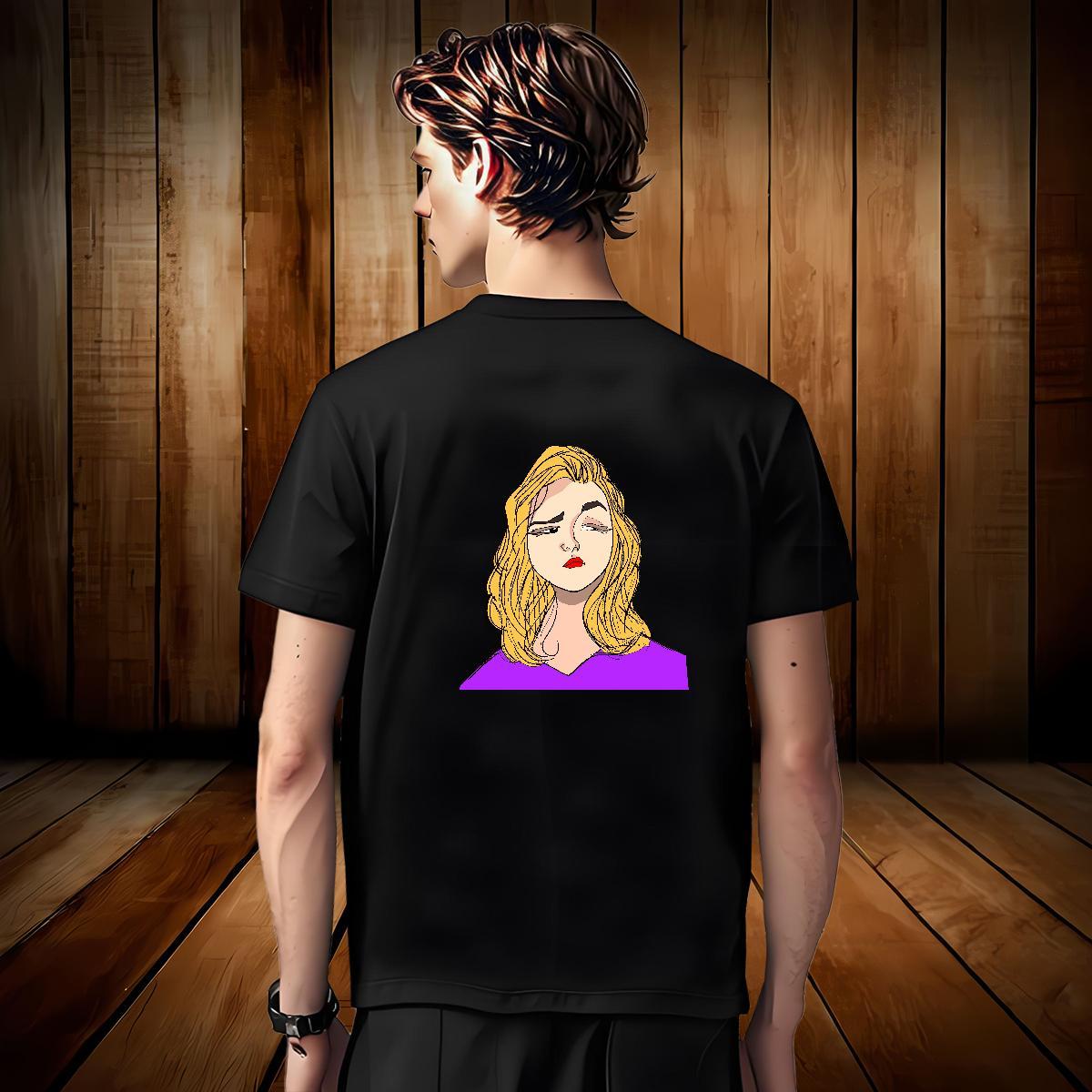Men T Shirts 230g 100% Cotton portrait High Street Hip Hop Short Sleeve O-Neck Custom Anime Men Tops Tees Free Shipping Wholesale Tops Shirt