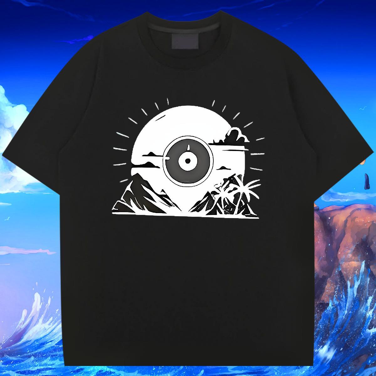Wholesale Tshirts Summer Casual 230g 100% Cotton Black Oversized Breathable Short Sleeve mountains T-Shirts Fashion Tops
