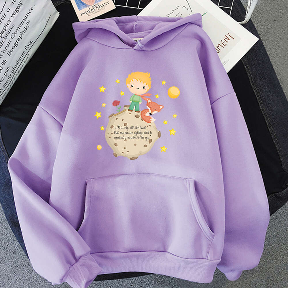 Prince Little And Fox Print Hooded Plus Size Hoodie Women Sweatshirts Haruku Autumn Winter Warm Female Pullover Clothing