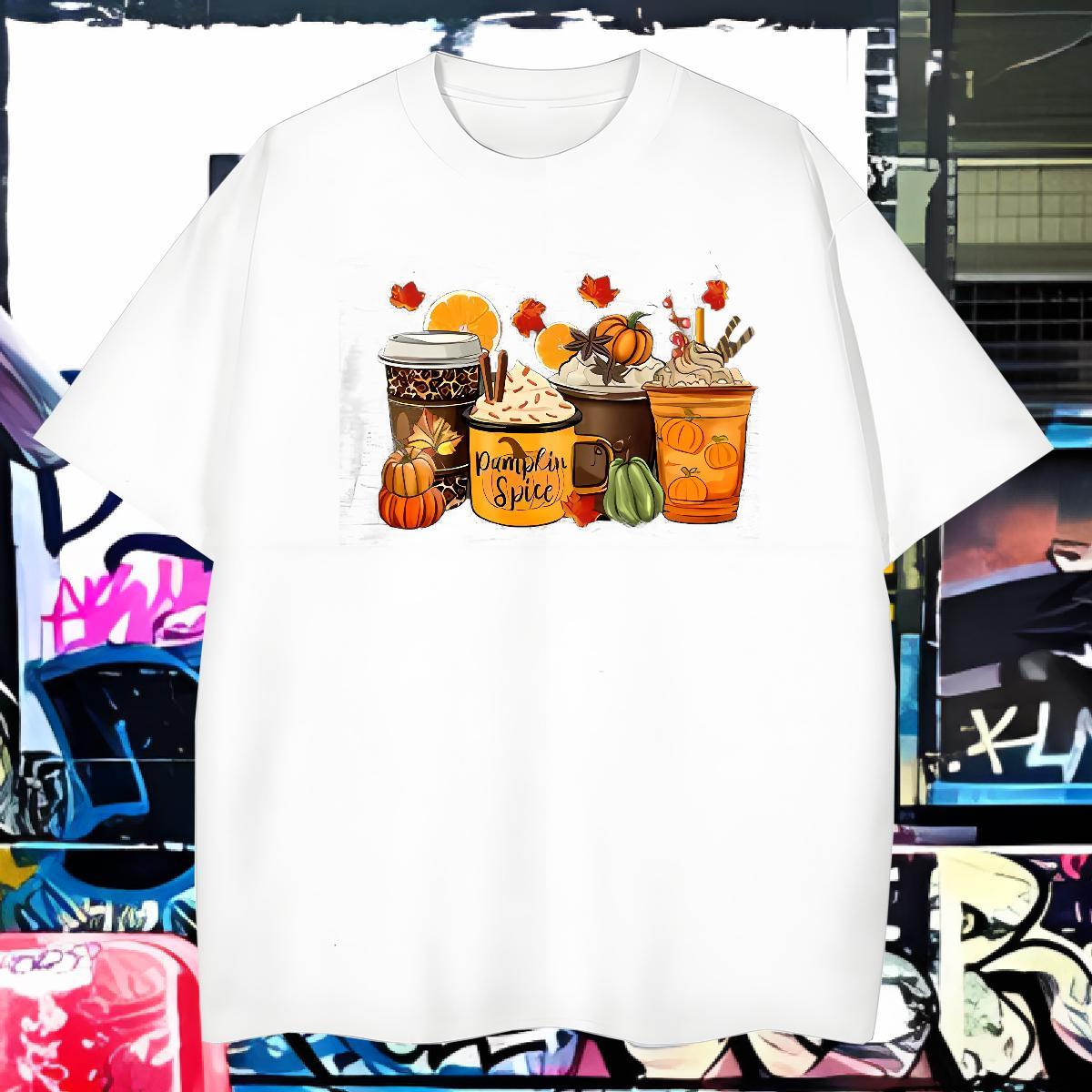 Cool T Shirt For Man pumpkin Crew Neck Spring Summer Oversized 3XL 4XL 100% Cotton 230g Men Tshirts New Arrival Tees Shirts