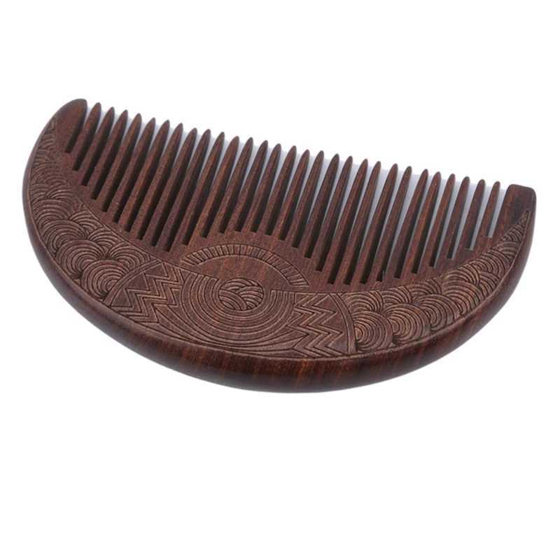 Pocket wooden comb sandalwood ultra narrow tooth wooden comb double-sided carved small comb hair styling tool W240813