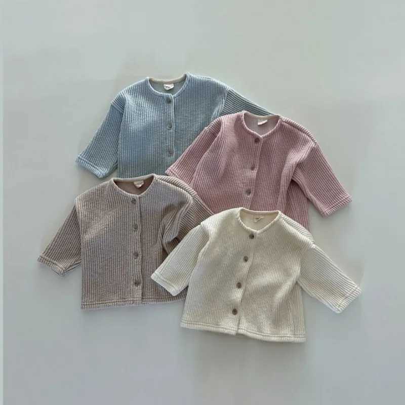 Baby coat baby solid sweater toddler knitted cardigan woolen sweater newborn knitted long sleeved cotton jacket top W240813