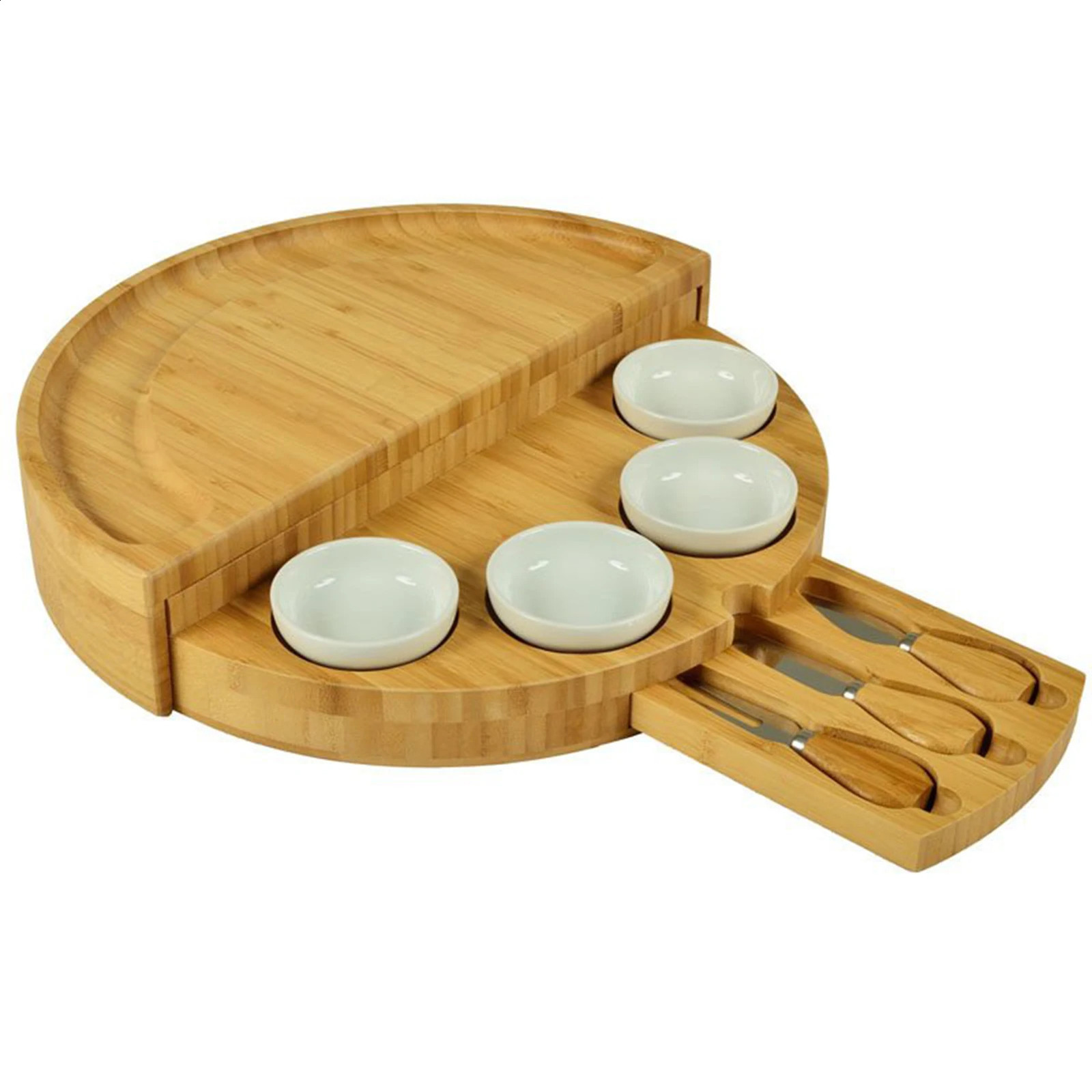 1 set of cheese board cutter set with sliding drawer cooking tools slicer fork spoon cutter for kitchen storage 240812