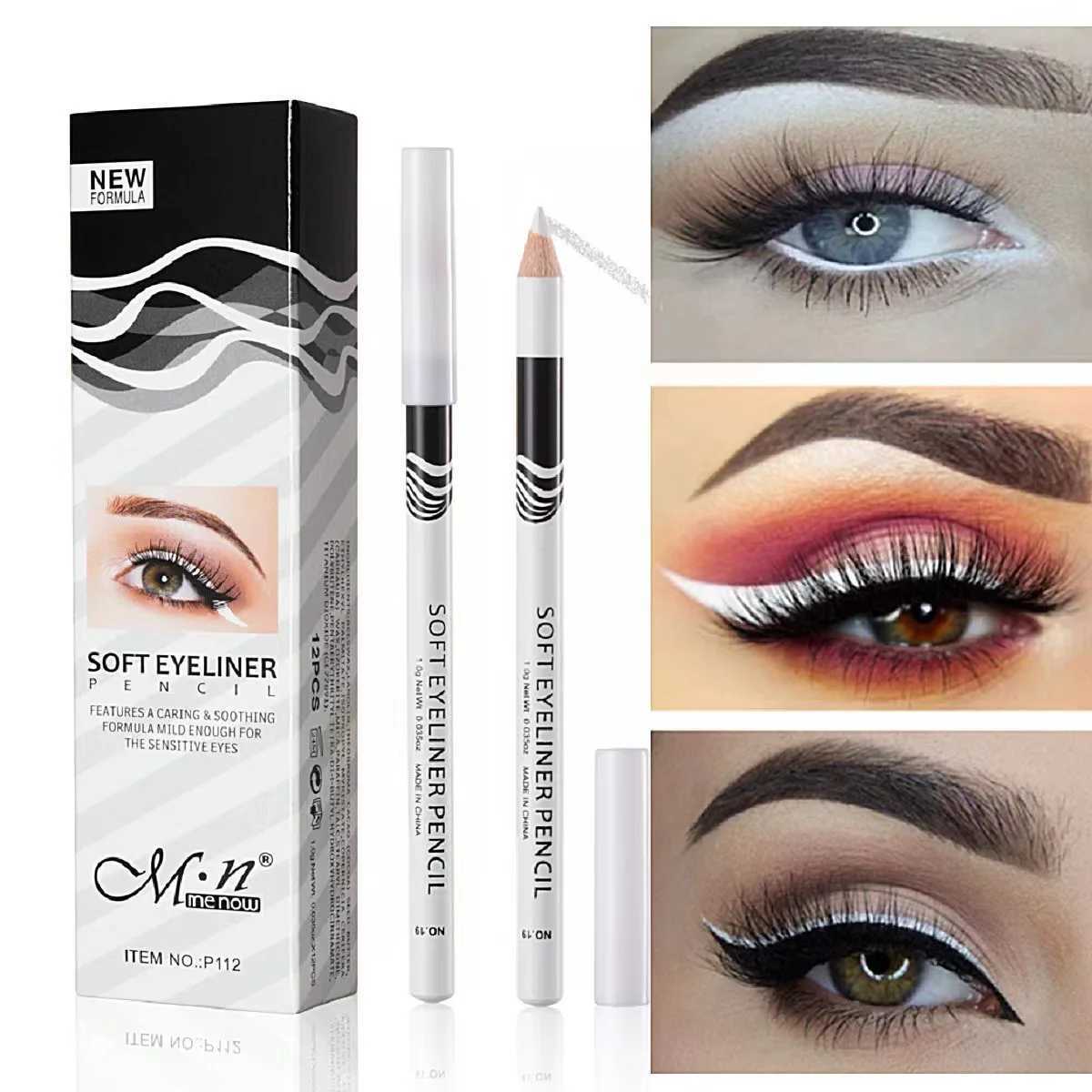 12Pcs/set Waterproof White Eyeliner Pencil Long-Lasting Quick-Dry No Blooming Eye Liner Professional Woman Makeup Cosmetic Tool Y240813
