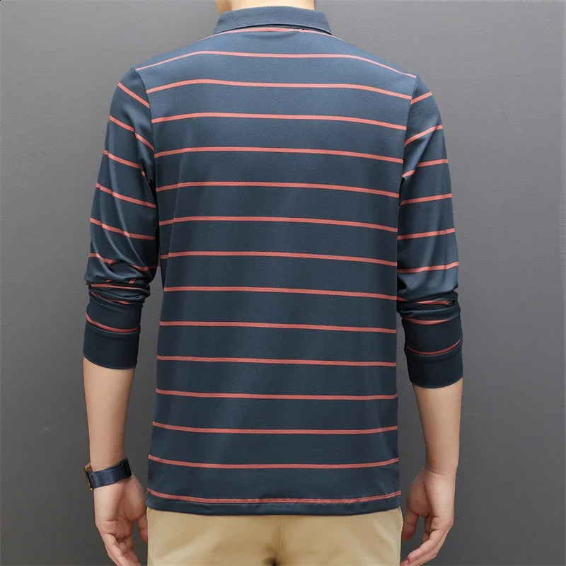 Mens Casual Long Sleeve Polo Shirt Fashion Solid Color Top o240814