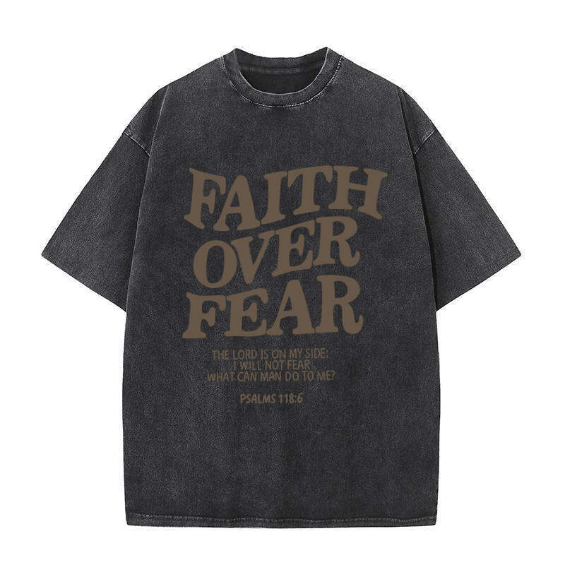 OVER FAITH FEAR Letter Slogan T-shirts for Women Men Popular Positive Quotes T Shirts Christianity Jesus Gift Cotton Tees Tops ees ops