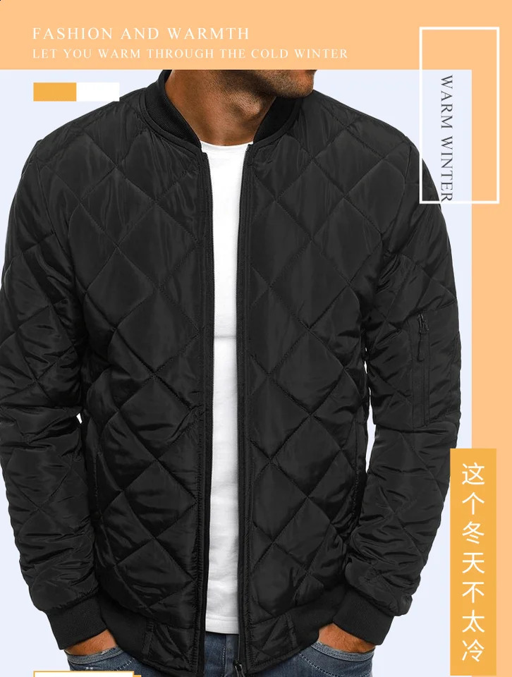 Solid Color Jacket Cottonpadded Lingge Stitched Thickened Collar Winter Warm 240712