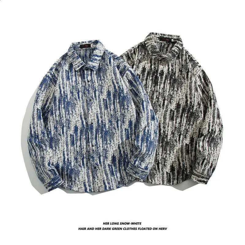 Cuban vintage wool shirt loose spring clothing Japanese Harajuku ethnic style artist long sleeved shirt jacket mens clothing 240814 - view 6