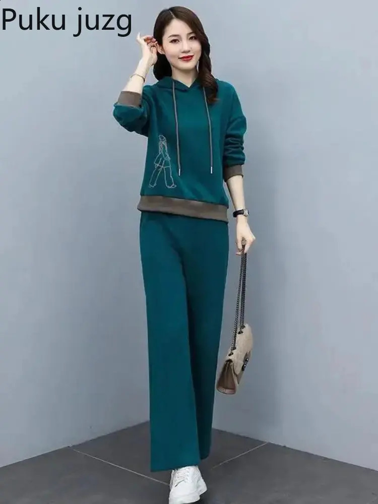Spring Autumn Women Tracksuits 2 Piece Set Hoodies Pants Sportswear Suits Warm Ladies Girls Outdoor Jogging Hoodie Sets 240809