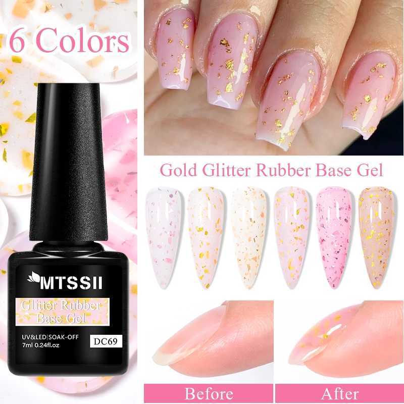 7ML Gold Glitter Rubber Base Gel Nail Polish Gold Pink White Semi Permanent Varnish Soak Off UV LED Nail Art Gel VarnishM240814