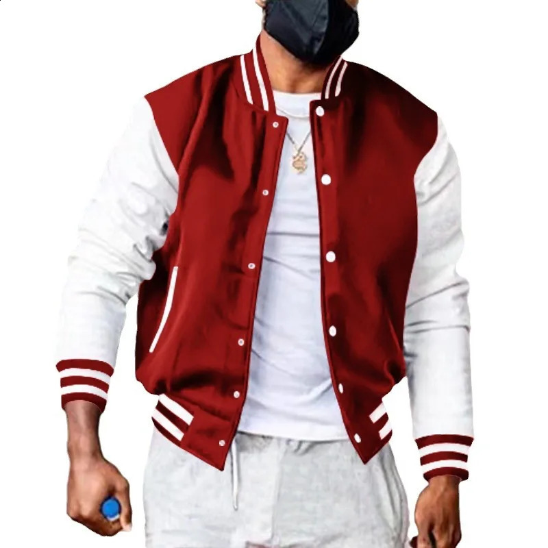 Spring and Autumn Coat Mens Casual Baseball Uniform Color Matching Top Flight Jacket European American 240712