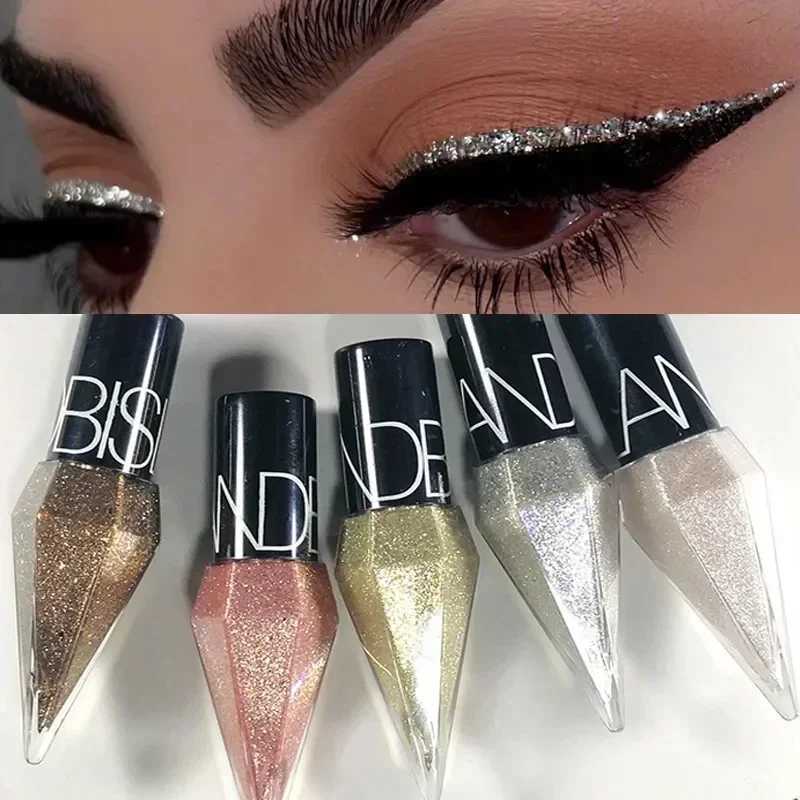 Diamond Shiny Eye Liners Eyeshadow Waterproof Silver Rose Gold Color Glitter Sequins Eyeliner Eye Shadow Makeup Beauty Cosmetics Y240813