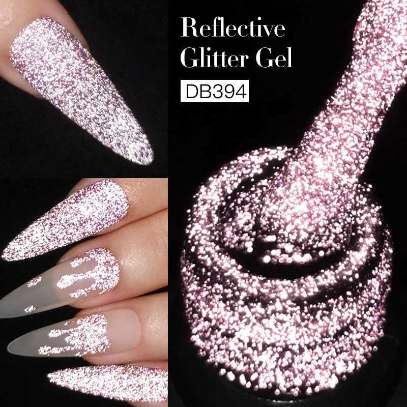 Reflective Glitter Gel Nail Polish Holographic Laser Glitter Gel Polish Silver Semi-permanent Varnishes Soak Off UV LED Nail GelM240814