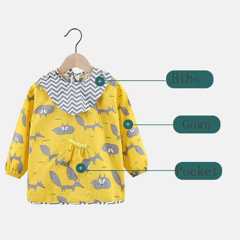 Bibs Burp Cloths Fashion Cotton Baby Bibs Waterproof Kid Eating Clothing Childrens Long Sleeves Feeding Smock Bib Baby Apron Bandana Bebes BibsL4812