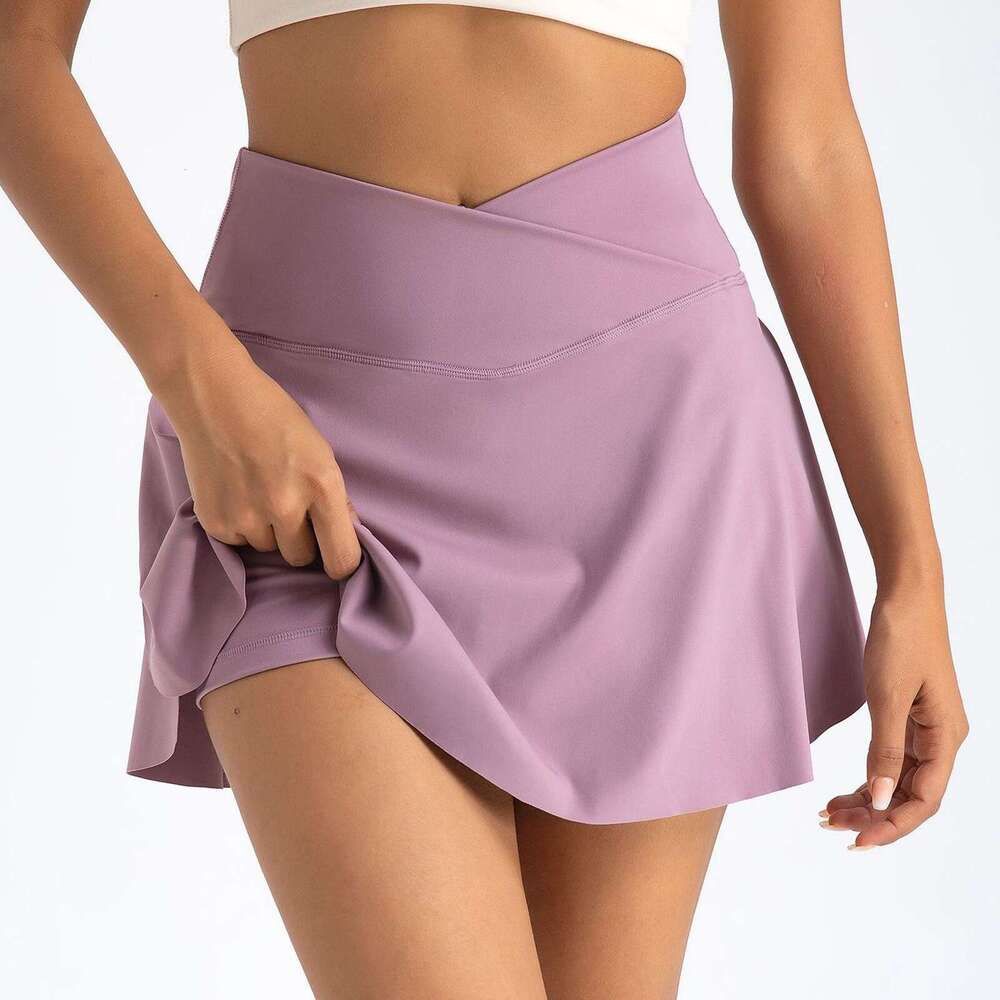 New 2024 Women's Sports Solid Color Short Shorts Pants S- 2XL Tennis Outdoor High Waisted Yoga Skirt s
