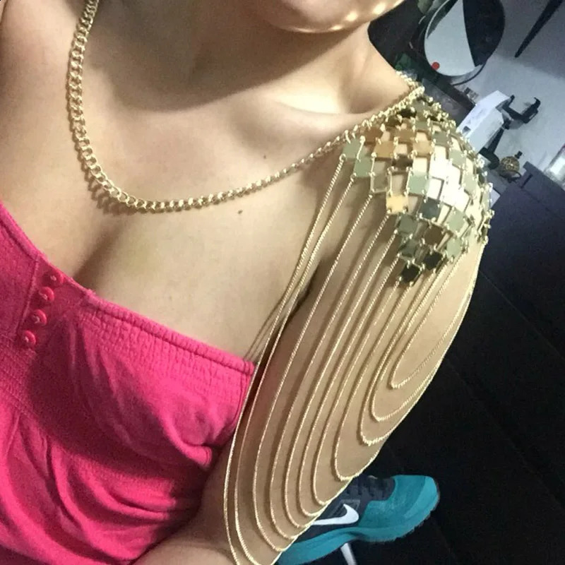 MANILAI Bohemian Punk Statement Necklaces Collar Shoulder Chain Long Pendant Sexy Body Jewelry 240813