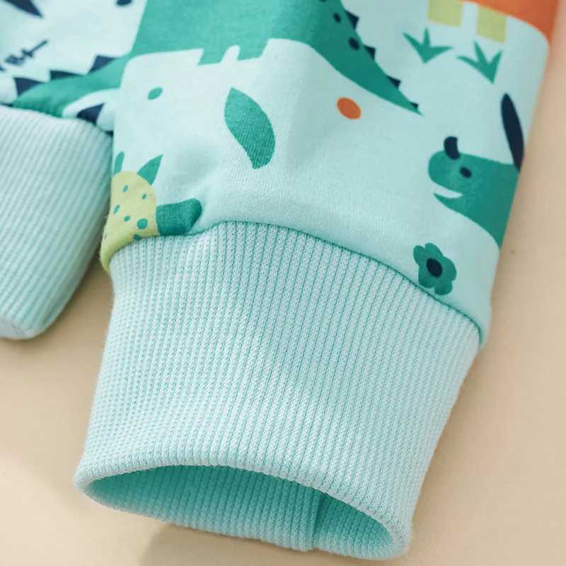 Young Boy Dinosaur Print Sweater Autumn Child School Outdoor Play Flexible Clothes Kid Party Birthday Gift Fashionable HoodieY240814