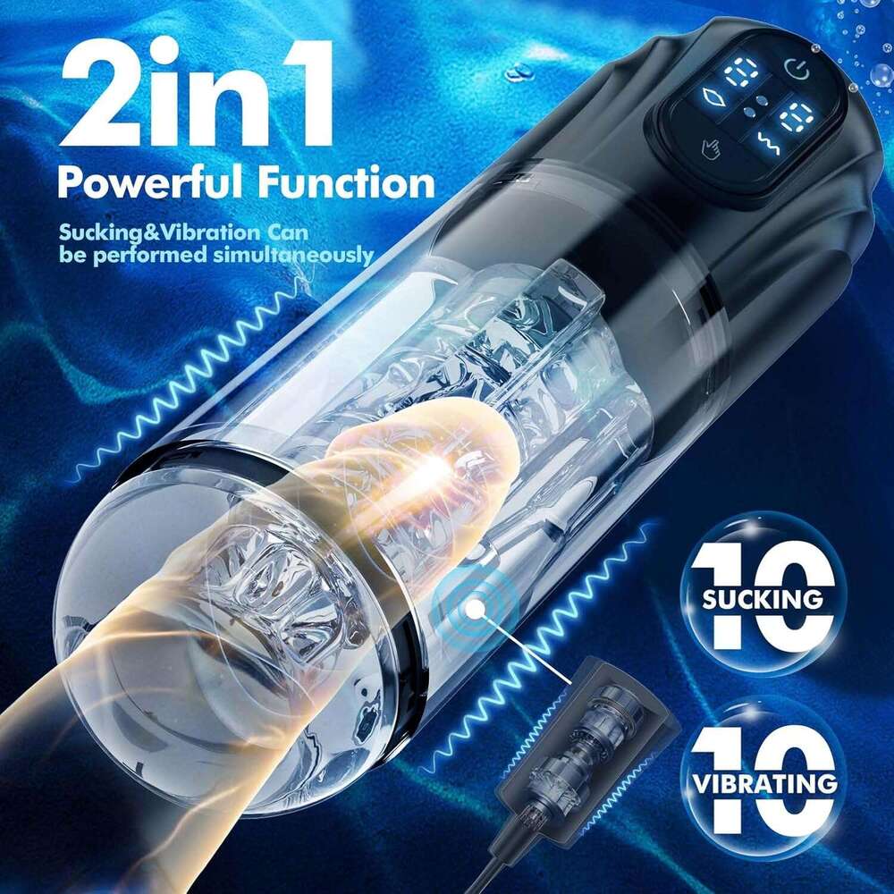 Men's Automatic Sucker - Upgraded men's cup with 10 vibration and suction modes, hands-free adult sex toy Stroker Pocket Pussy with 3D textu