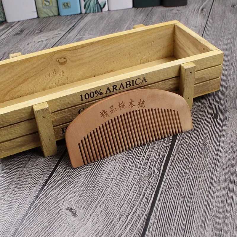 1 natural peach wood hair comb anti-static handmade fine tooth comb massage head classic hair comb styling hair care tool W240813