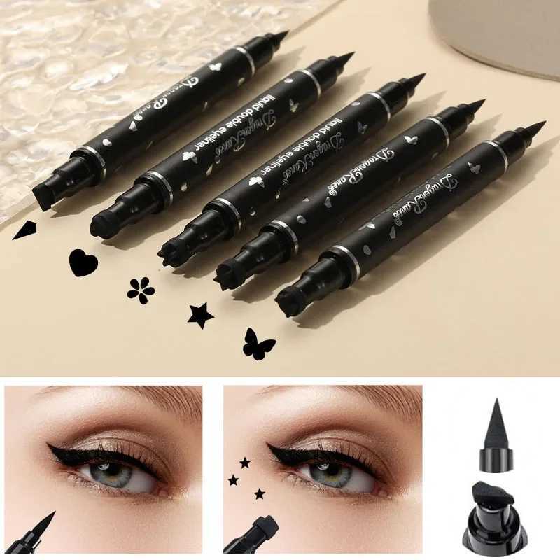 Double-head Waterproof Liquid Eyeliner Quick Drying Star Butterfly Heart Stamp Liner Pen 2 In 1 Long Lasting Eye Makeup Cosmetic Y240813