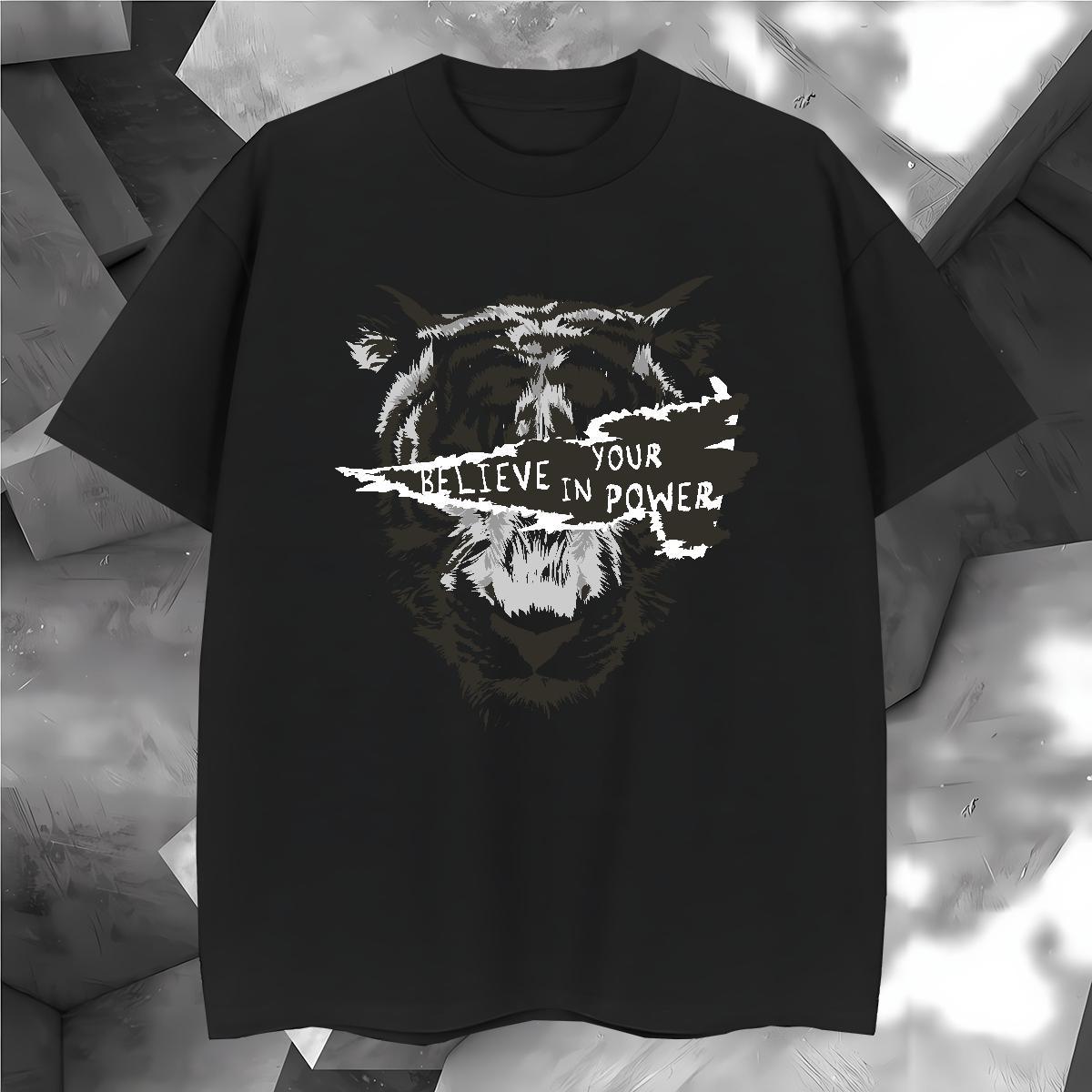 Cool Design T shirt tiger O-Neck Short Sleeve Anime Printing Street Plus Size Custom 230g Cotton Tshirts Classic Casual Clothings