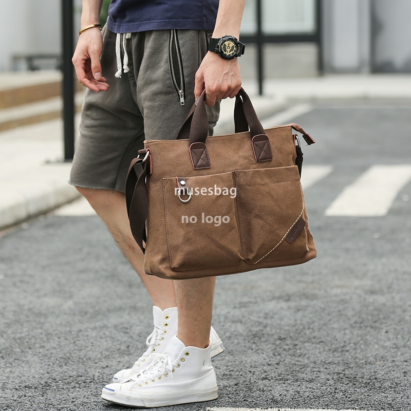 Wholesale spot men's business canvas handbag outdoor crossbody bag men's bag shoulder bag student casual backpack trend