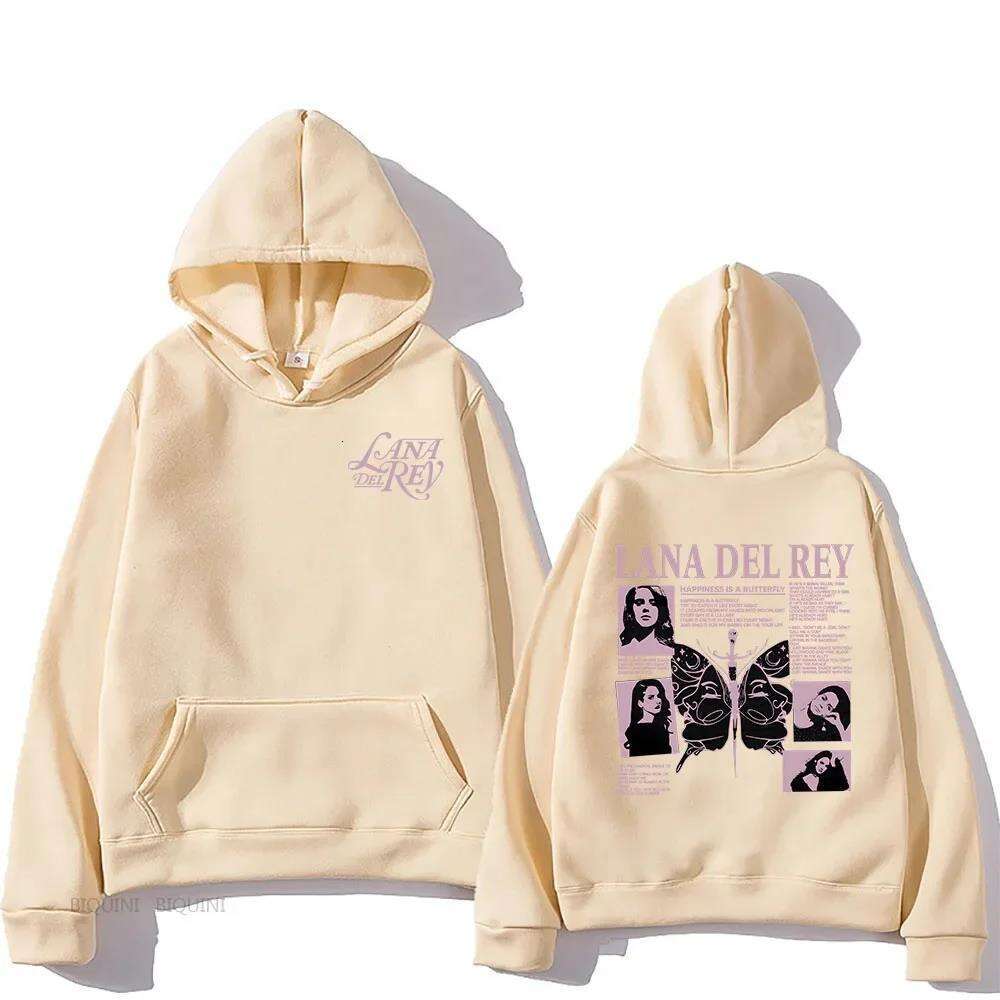 Del Lana Rey Hoodie Singer Graphic Printed Men's Sweatshirt Long Sleeve Fleece Casual Pullover Fall Winter Fashion Sweatshirts s