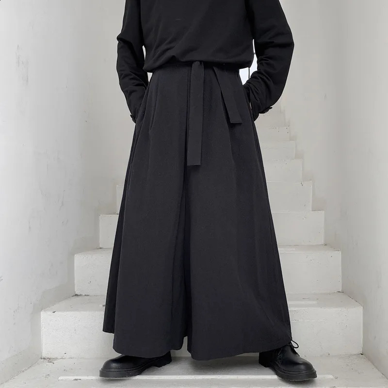Men Hakama Harajuku Kimono Samurai Pants Men Casual Wide Pants Men Chinese Style Hanfu Tang Trousers Male Kendo Uniforms 240814