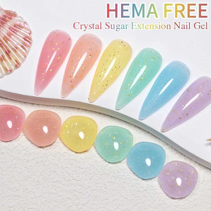 PUENTE Hema Free Extension Nail Gel Polish Crystal Sugar Colors Glitter Sequins Builder Nail Gel Semi-Permanent UV Nail VarnishM240814