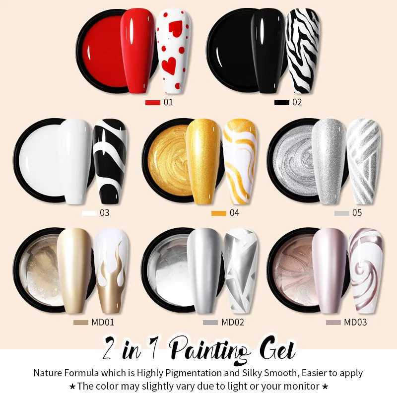 BORN PRETTY 5ml 2 In 1 Nail Painting Gel Black White Red Nail Drawing Gel Long Lasting Soak Off UV LED Nail Design Gel VarnishM240814