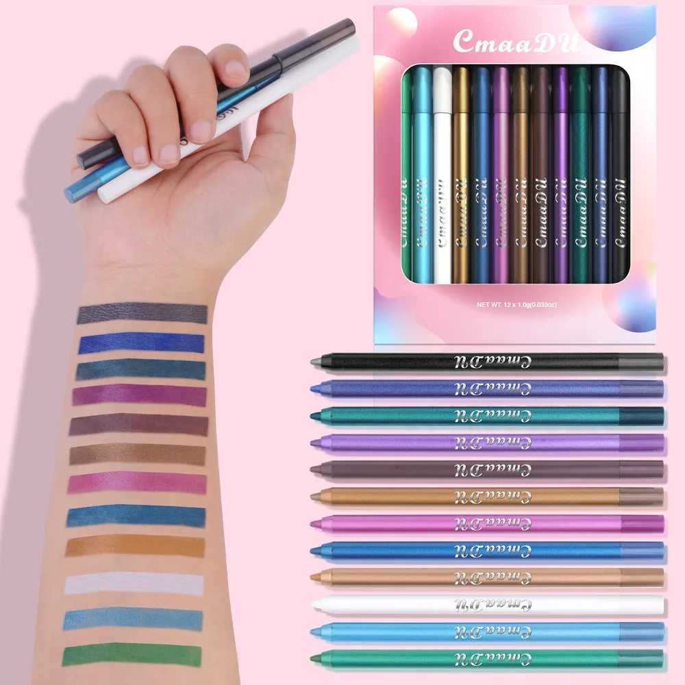12 Colors Matte Gel Eyeliner Pencil Set Waterproof Smoky Blue Black Colourful Lying Silkworm Eye Shadow Smooth Gel Pigments Y240813