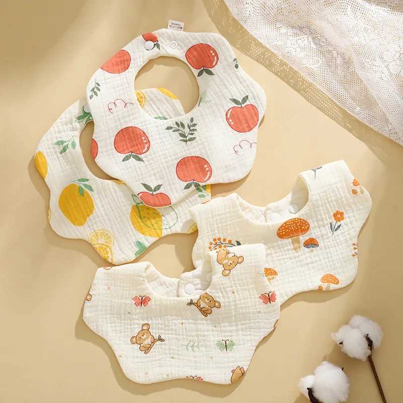 Bibs Burp Cloths Cotton Gauze Baby Feeding Bibs Summer Soft Petal Infants Print Saliva Towel Newborn Kids Burp Cloth Bibs for Baby Girls BoysL4812