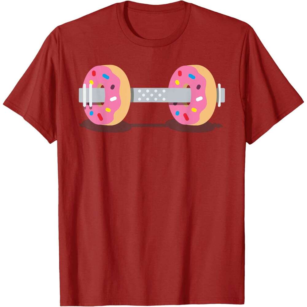 T shirt for Mens Dumbbells Donuts Weightlifting Funny Gym Workout T-Shirt Shirts Tshirt Graphic Tee Casual Tops Clothes Short sleeve