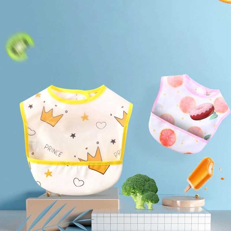 Bibs Burp Cloths 2023 New EVA Waterproof Baby Feeding Bib Meal Pocket Baby Saliva Towel Baby Apron Smock Rice Feeding Pocket 0-3T bavoir bbL4812