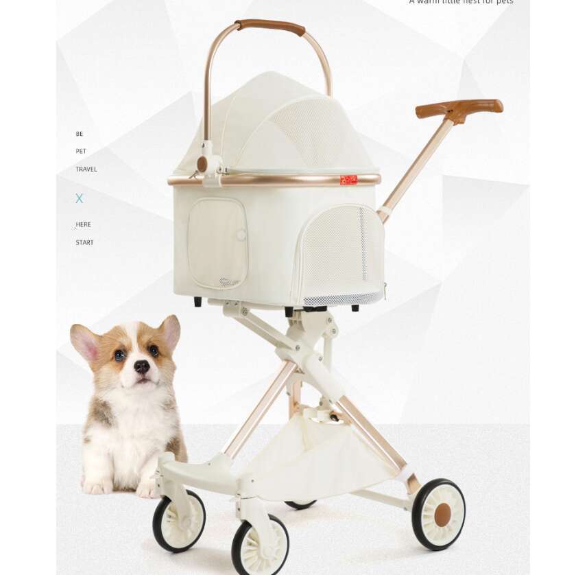 Foldable Stroller 4 Wheels Lightweight Outdoor Travel Trolley Bearing Weight 15 KG For Cats Small Dogs Pet Supplies