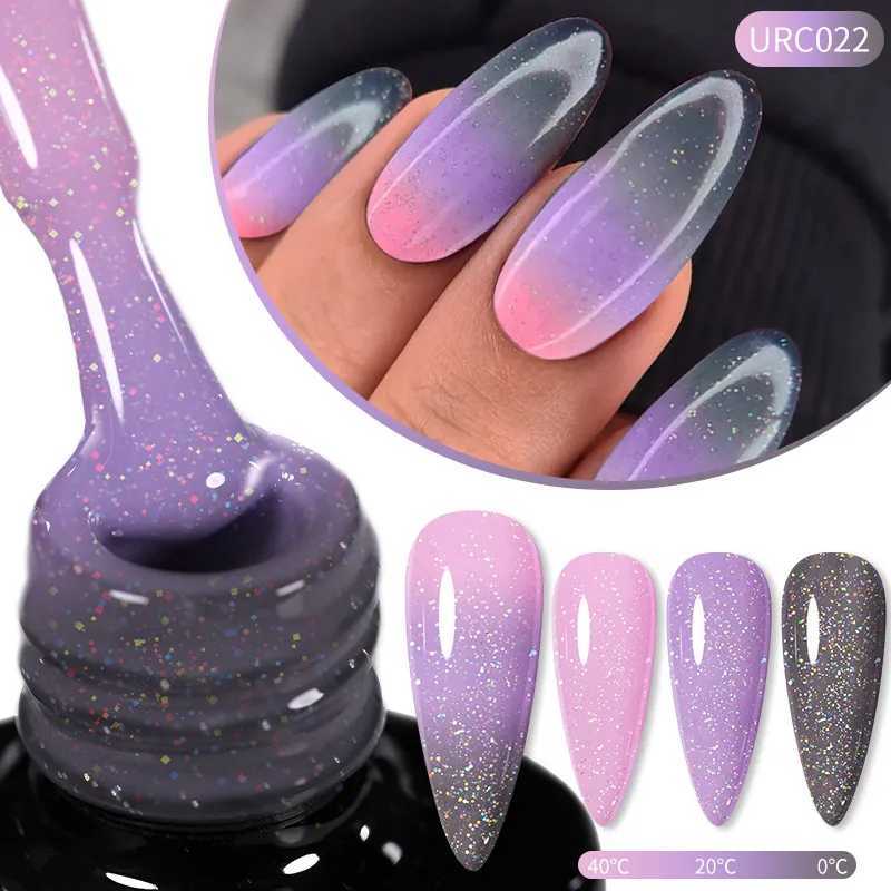 UR SUGAR 7ml White Nude Glitter Thermal Gel Nail Polish Temperature Color Changing Soak Off UV LED Nail Art Gel VarnishM240814