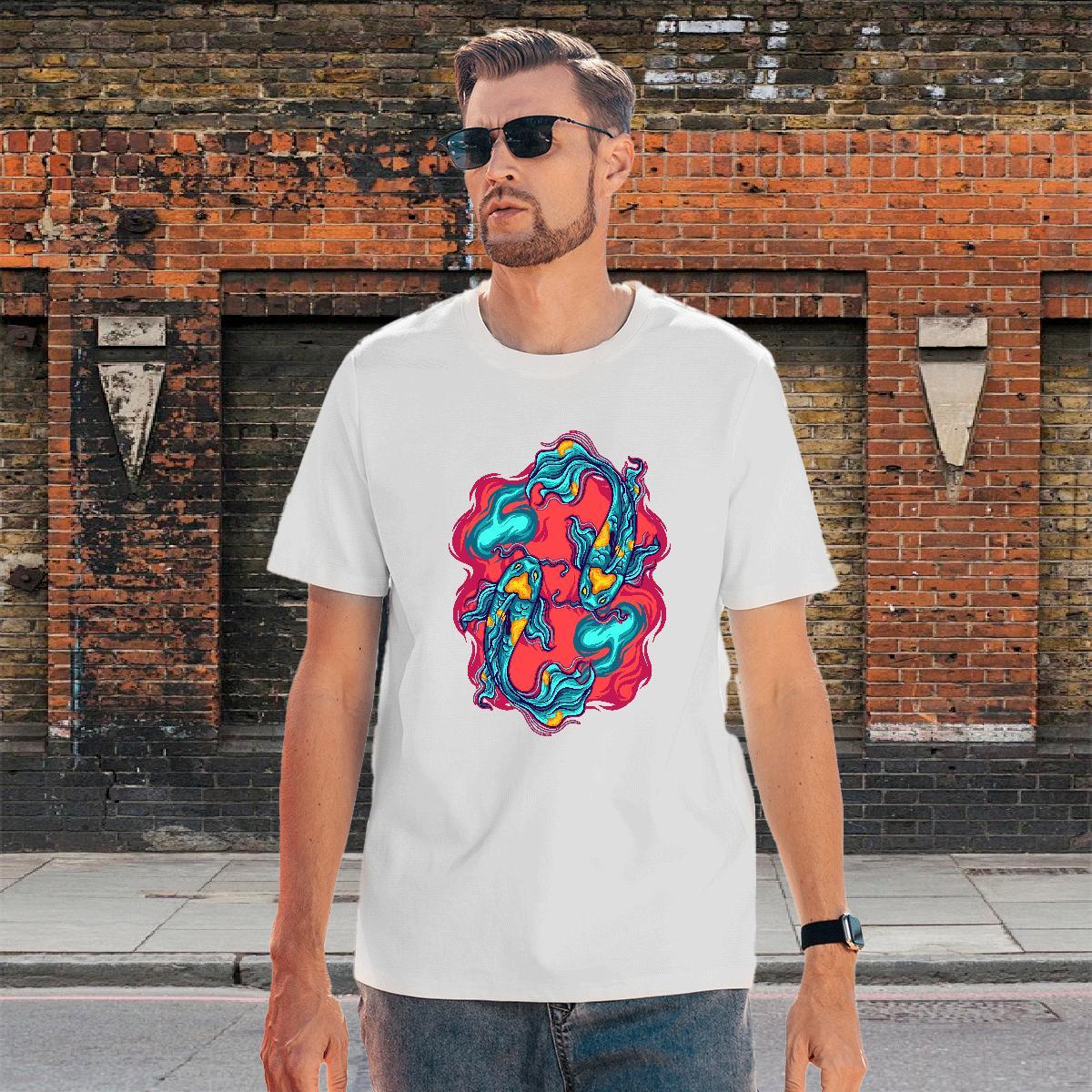 Free Shipping Mens T Shirts O Neck Short Sleeves Casual Beach Anime Print 230g 100% Cotton Men Tees Fashion New Tops Shirt