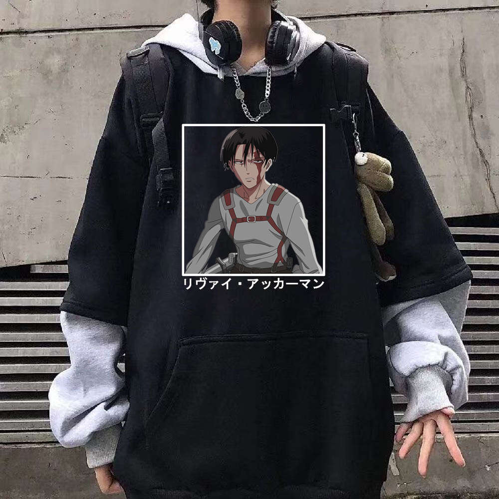 On Attack Titan Anime Patchwork Plus Size Hoodie Yeager Eren And Ackerman Mikasa Print Hooded Men Women Clothes Sweatshirt Tops