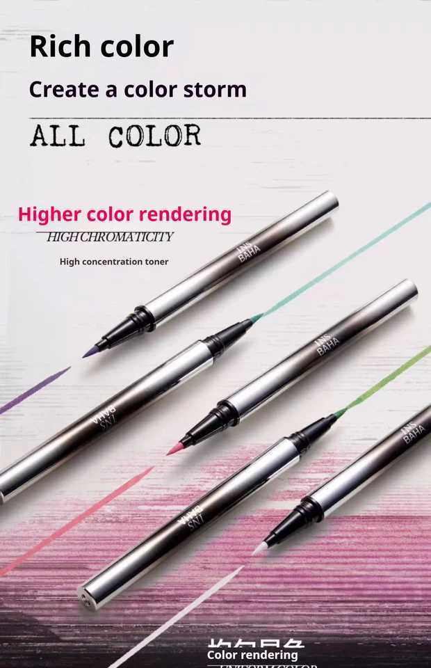 INSBAHA Eyeliner Liquid Pen Fine Smooth Waterproof Sweatproof Resistant Fast Drying Color Playing Durable Blue Film Forming Y240813