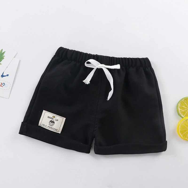 1-5T Summer Childrens Sports Shorts Solid Color Cotton Shorts Childrens Shorts Elastic Waist Girls Shorts W240813