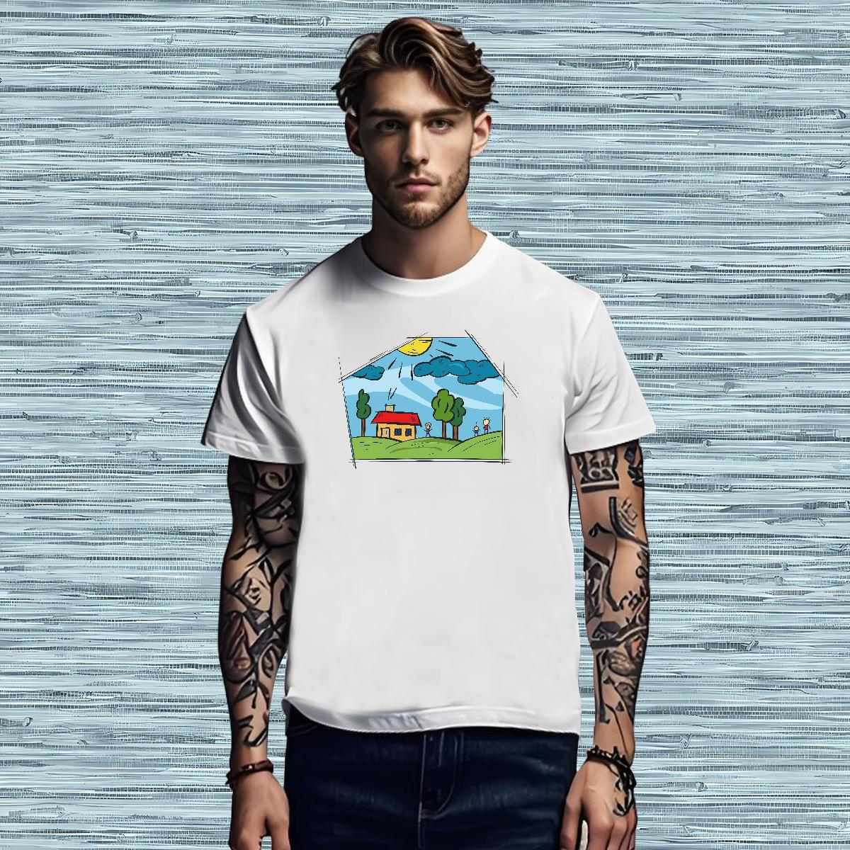 Mens T Shirts 100% Cotton 230g painting Sport Pure Cotton White Plus Size Men Tshirts Fashion Designer Soft Tee Shirt